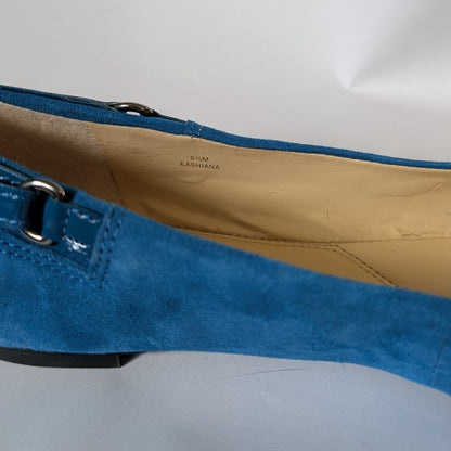 NWT 100% Genuine Leather Enzo Angiolini Eashiana Blue Suede Ballet Flats Size 8.5 M