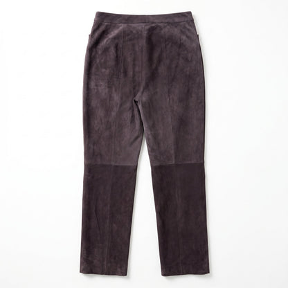 Linda Allard Ellen Tracy Sz 6 Purple Suede Slim Pants | 100% Leather | Luxury