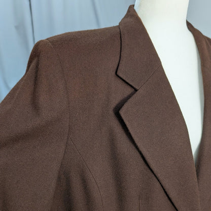 100% Wool Maggie McNaughton Brown Wool Blazer Skirt Suit 18W