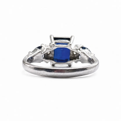925 Sterling Silver Sapphire Ring Size 7 Blue Gemstone Statement Ring