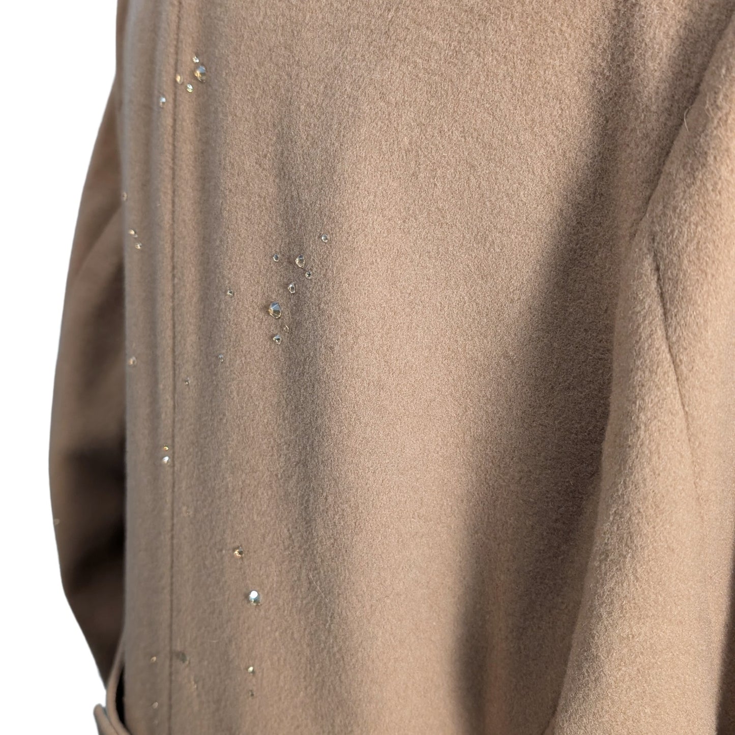 Tempo Europe by London Fog Camel Wool Coat with Austrian Crystal Embellishment