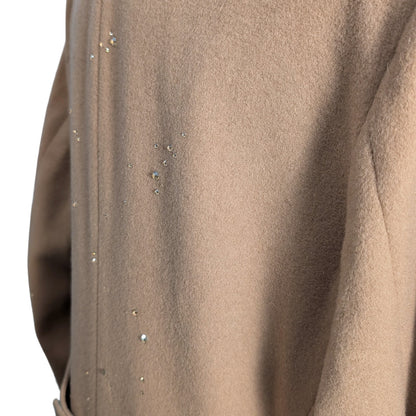 Tempo Europe by London Fog Camel Wool Coat with Austrian Crystal Embellishment