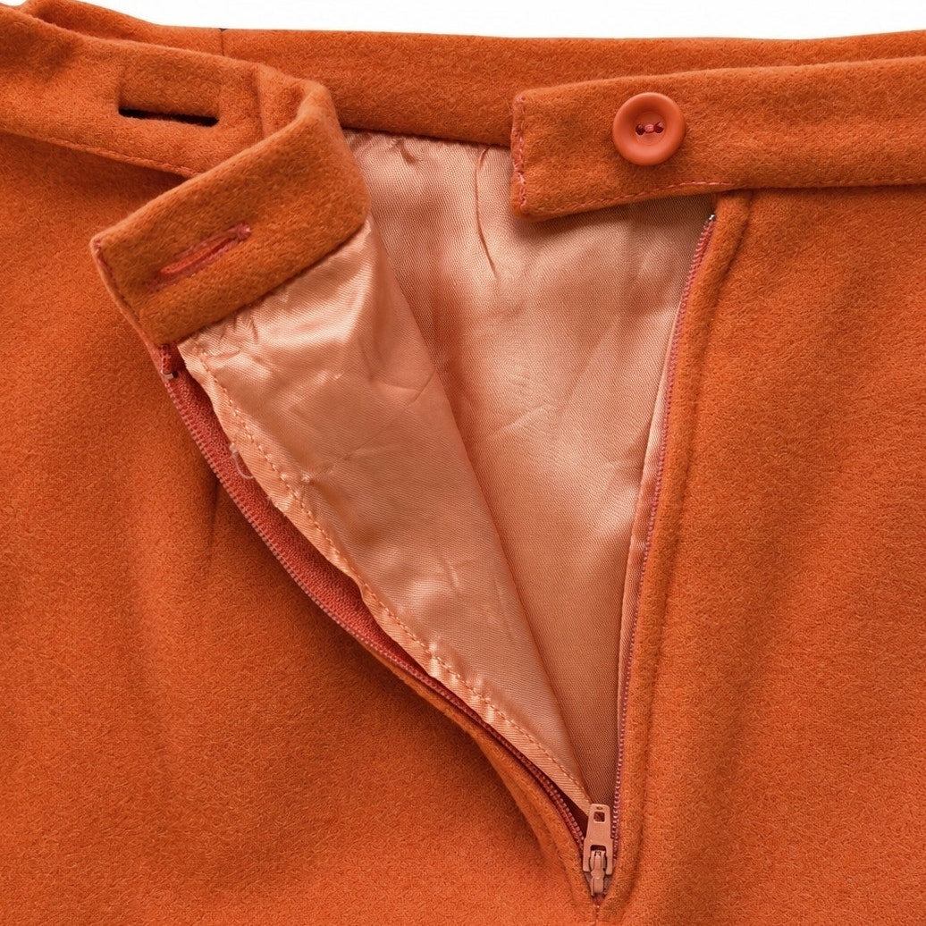 Sisley Orange Wool Blend Mini Skirt Lined Made in Italy Size 42 IT US 6