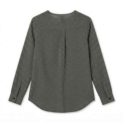 Equipment 100% Silk Houndstooth Blouse | Size S | Black & Grey | Long Sleeve |