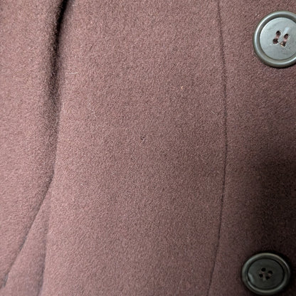 Perry Ellis 100% Merino Wool A-Line Princess Coat Chocolate Brown