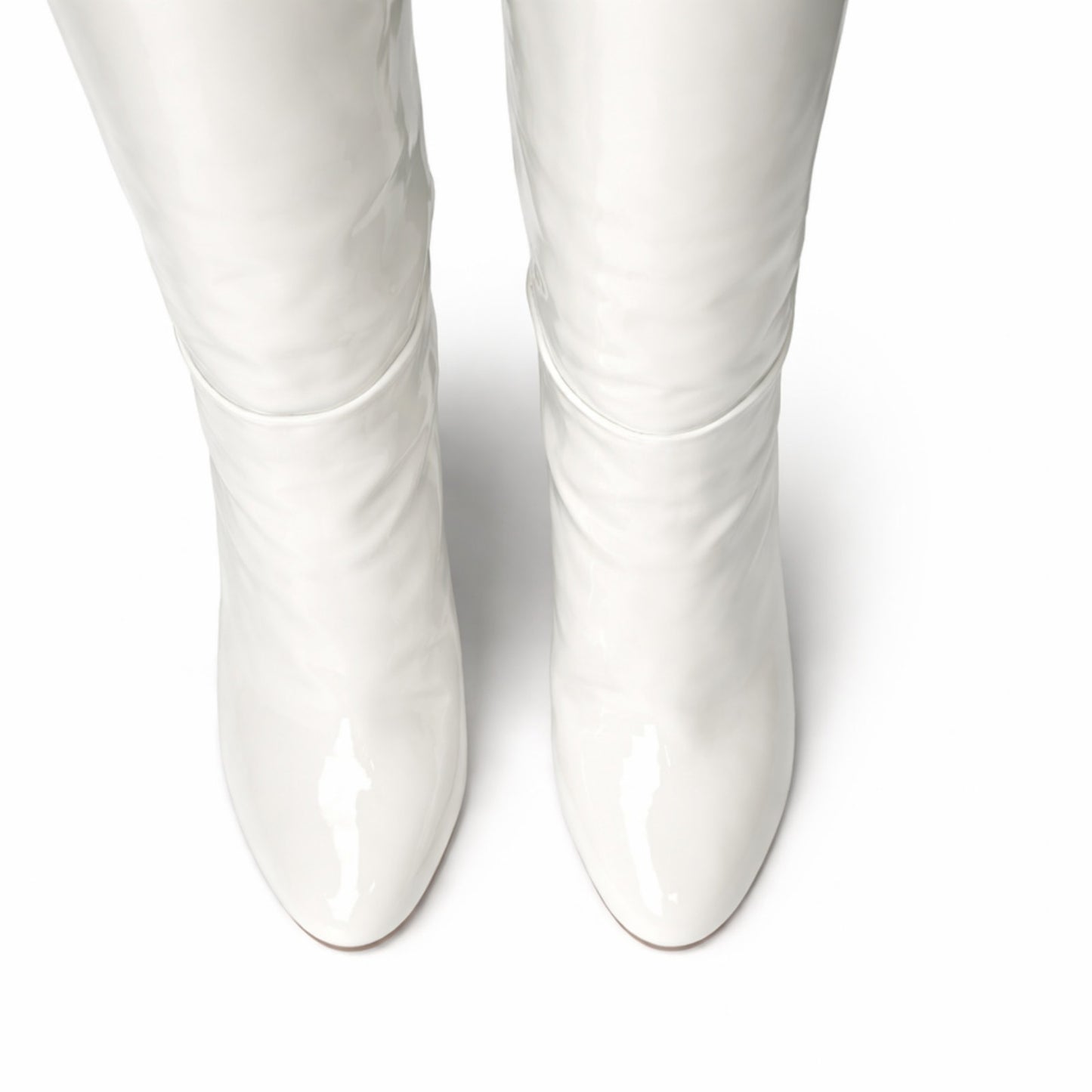 Aquazzura Brera 105 White Patent Leather Knee-High Boots Size 36.5 NWT