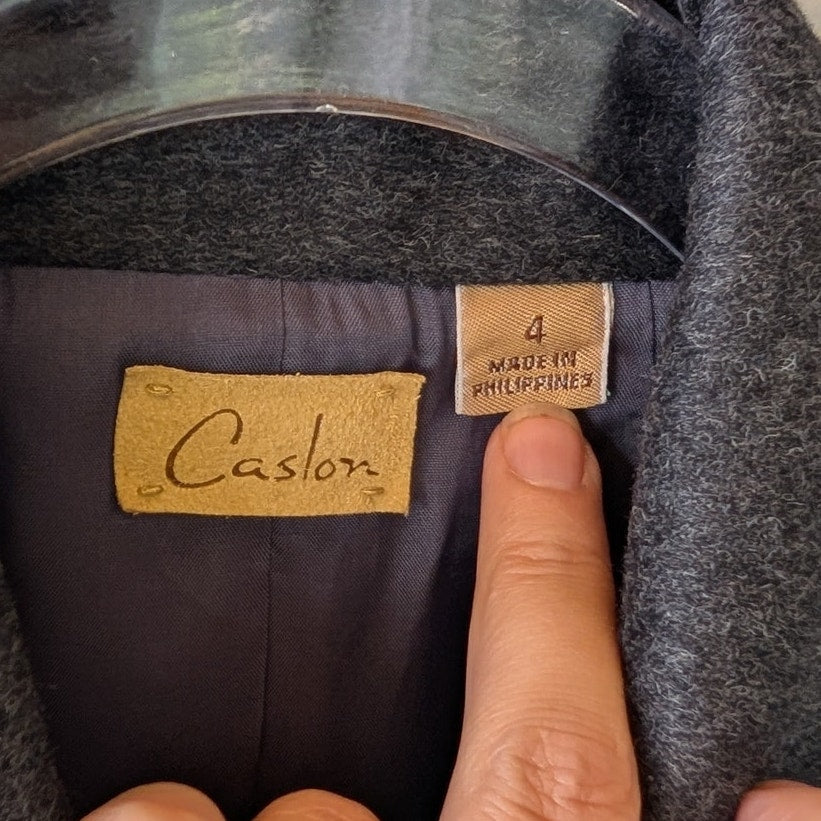 Caslon Charcoal Gray Wool Cashmere Blend Zip Front Jacket Collared Size 4