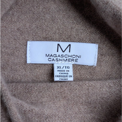Magaschoni 100% Cashmere Mock Neck Sweater Dress, Taupe Beige, Size XL