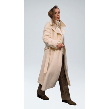 Vintage Windermere Cream Wool A-Line Coat with Detachable Fox Fur Collar