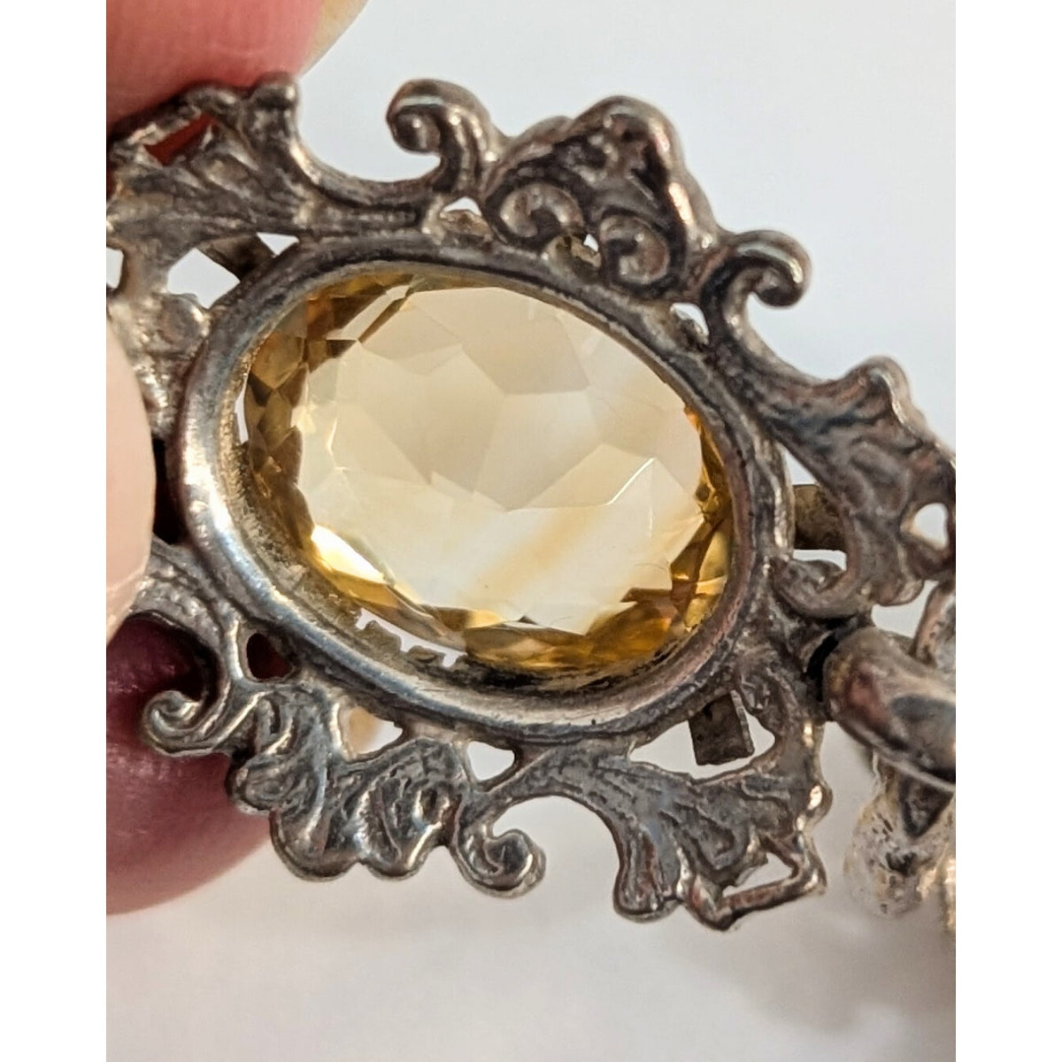 Vintage Natural Citrine Bracelet in 850 Silver