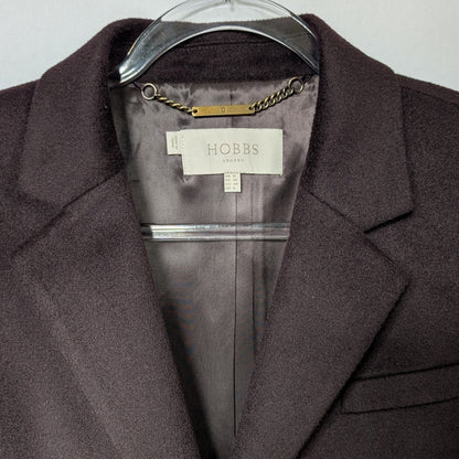100% Wool Eggplant Purple Single-Breasted Tailored Coat Hobbs London | 8