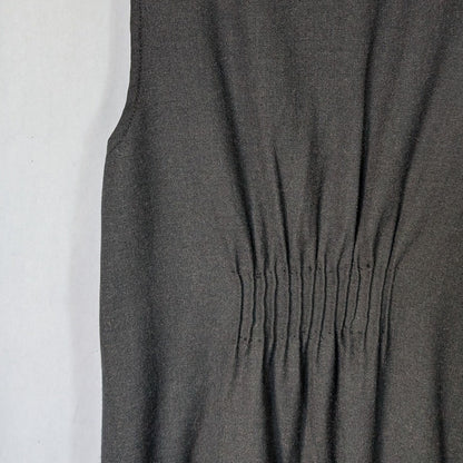 100% Wool Charcoal Free People Sleeveless Vest Mini Dress Button Front Drop Waist V Neck