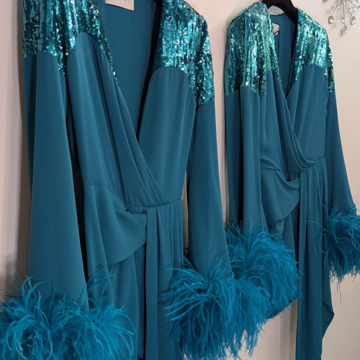 NWT Nervi Pami Dress — Sequin & Ostrich Feather Cuffs — IT 42 / US 6