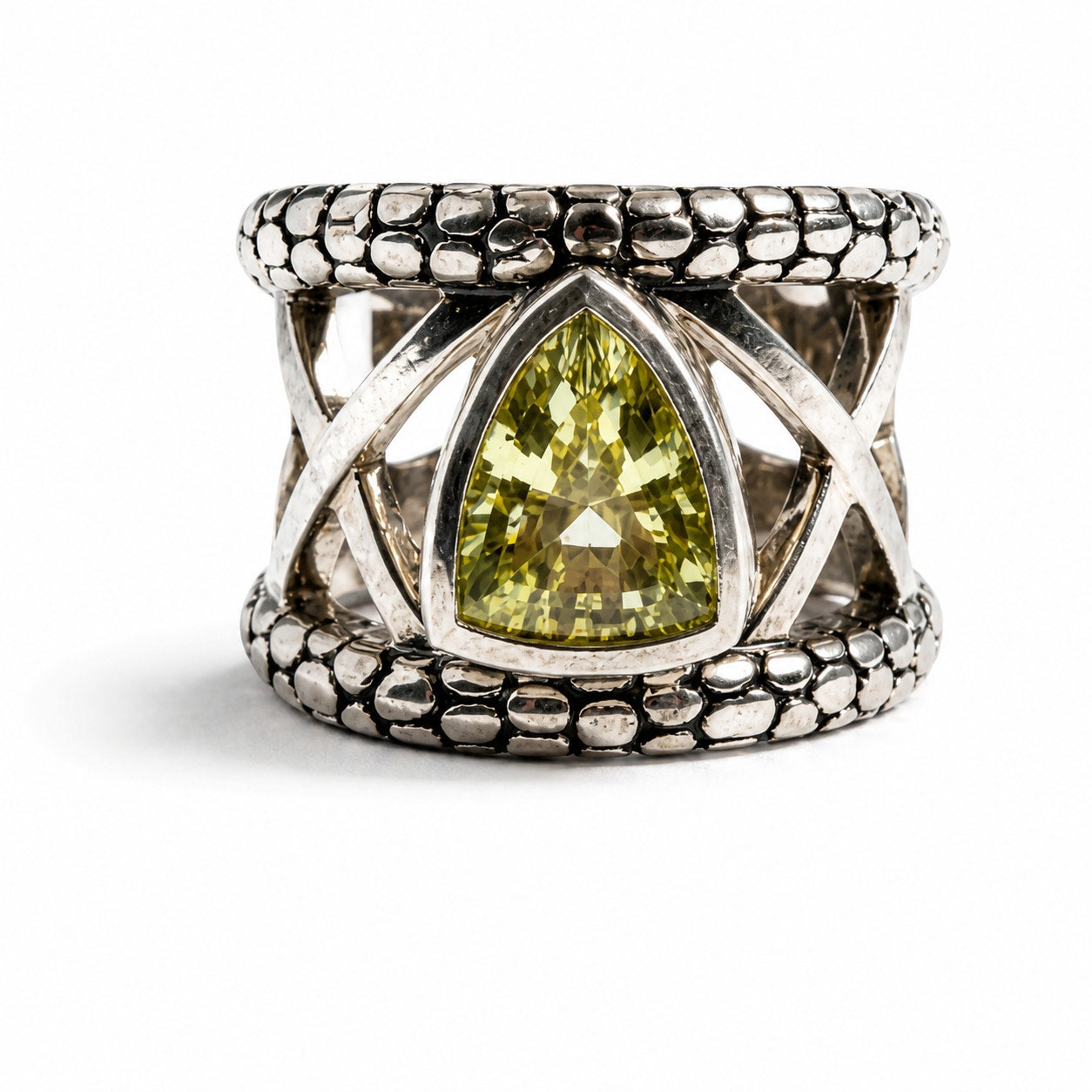 Michael Dawkins Sterling Silver Citrine Statement Ring Size 6