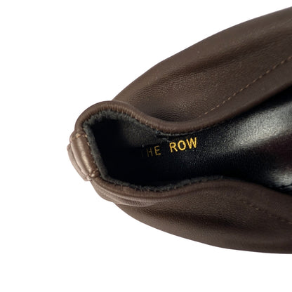 The Row Brown Leather Kitten Heel Pumps Almond Toe Liisa