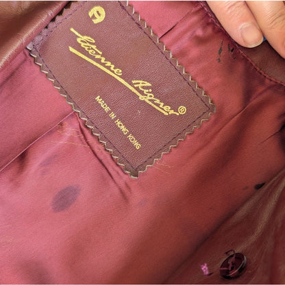 Vintage Etienne Aigner Burgundy Genuine Leather Trench Coat Belted Size 14