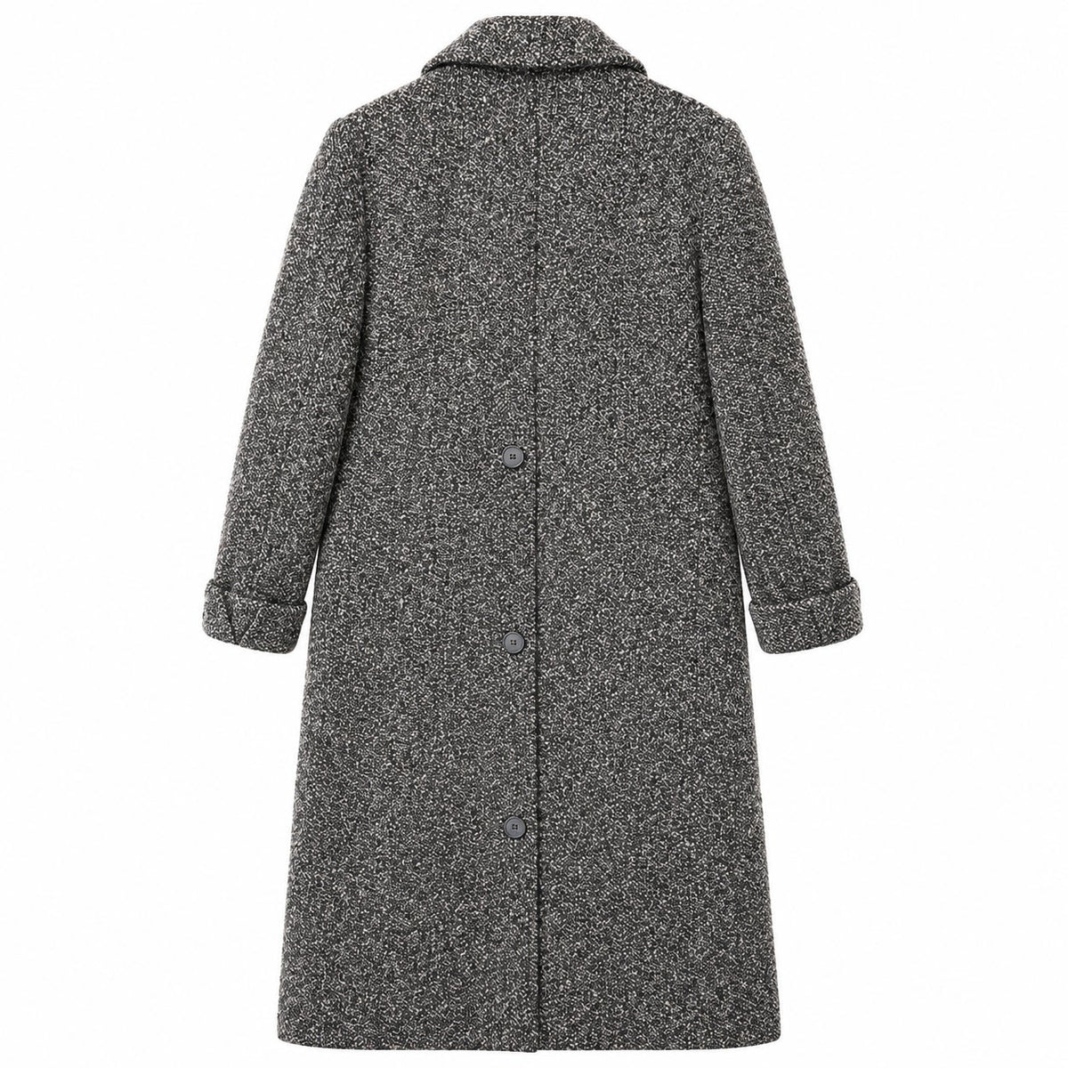 Vintage Cassidy Petite Gray Wool Tweed Long Coat Hand Tailored Made in USA