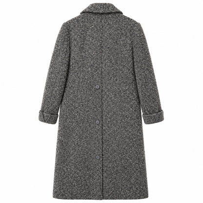 Vintage Cassidy Petite Gray Wool Tweed Long Coat Hand Tailored Made in USA