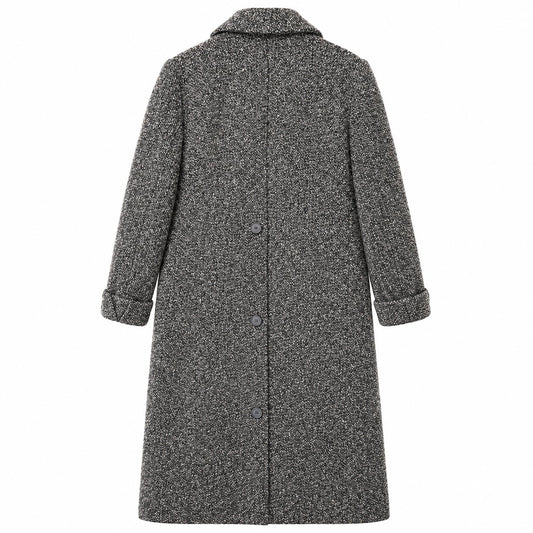 Vintage Cassidy Petite Gray Wool Tweed Long Coat Hand Tailored Made in USA