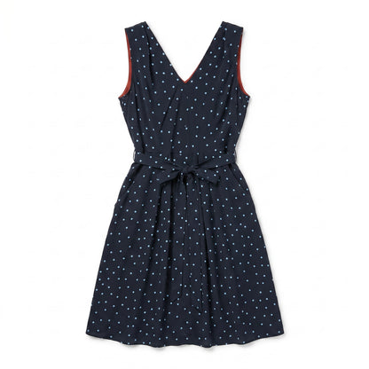 100% Silk Polka Dot Deep V Dress with Pockets