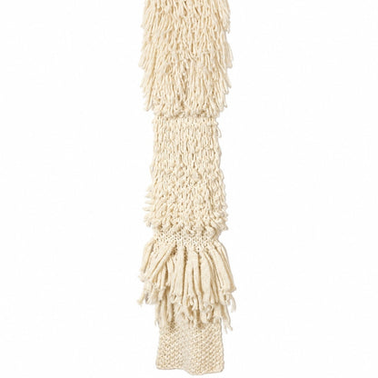 Free People Chunky Alpaca Wool Blend Fringe Scarf, Ivory, Oversized Long Knit