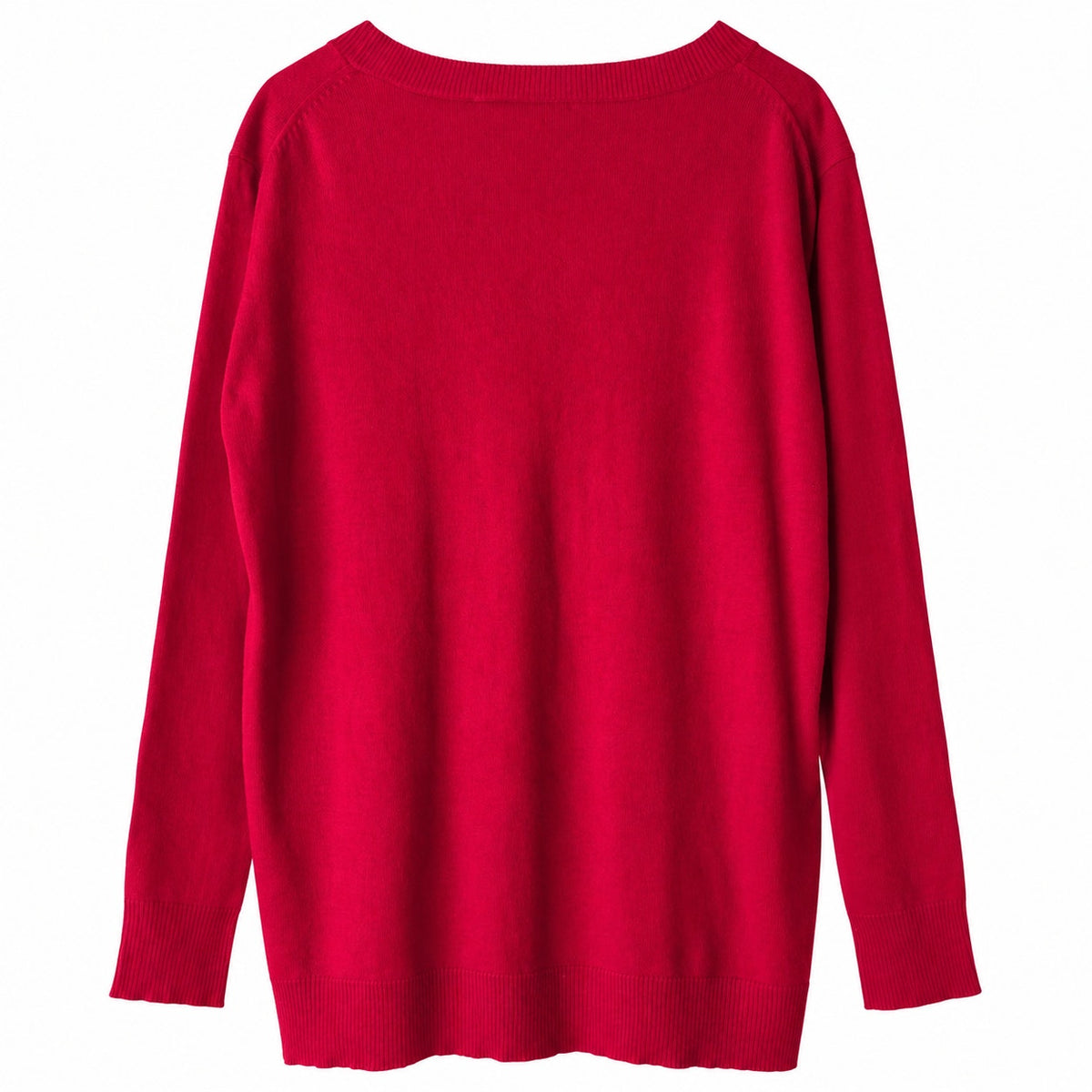 Moda International Silk Cashmere V-Neck Tunic Sweater, Red, Size L