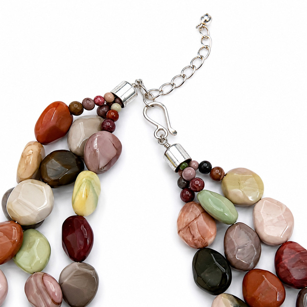 Jay King Multi-Color Jasper Statement Necklace 925 Sterling Silver 19.5"