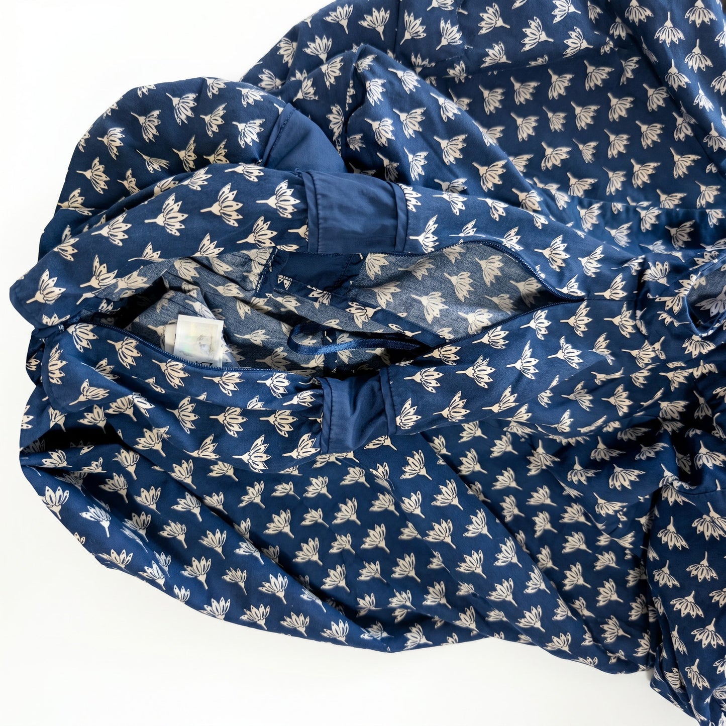 100% Cotton DVF Diane Von Furstenberg Skylar Navy Lotus Print Polo Dress | Cap Sleeves