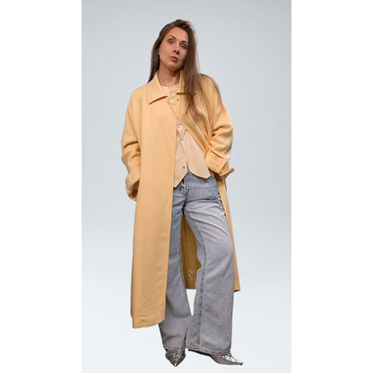 Vintage Butter Yellow One Button Wool Coat