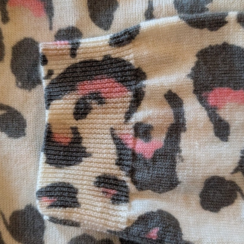 J.Crew Leopard Print 100% Merino Wool Cardigan Sweater, Size S