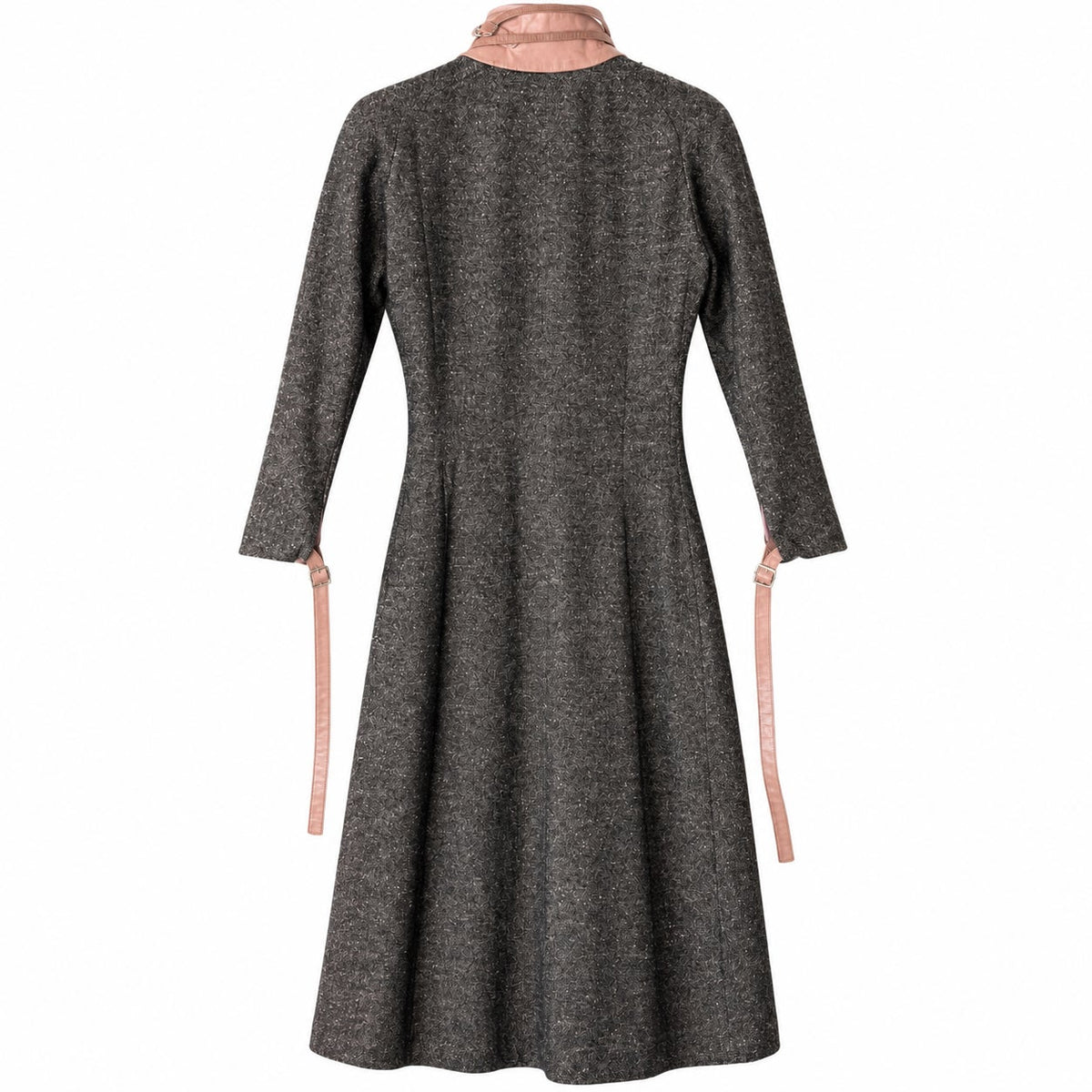 VTG Archival Gilles Rosier Deconstructed Tweed Leather Bandage Slit Dress