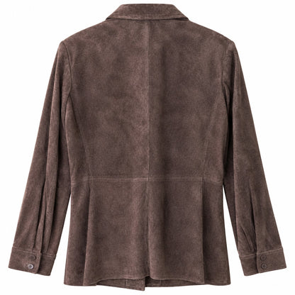 Liz Claiborne Collection Petite Brown Suede Shirt Jacket Snap Pockets PM NWT