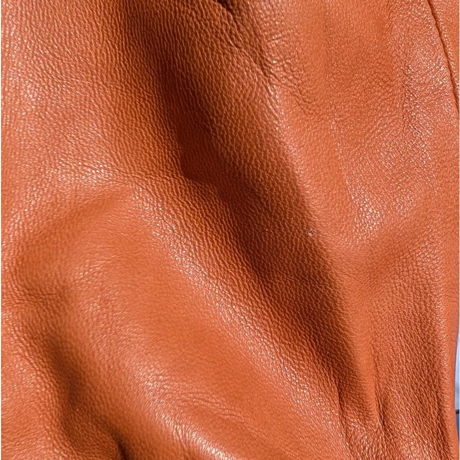 Lauren Ralph Lauren Lamb Leather Fit & Flare Dress, Cognac, Buckle Tab, Size 18