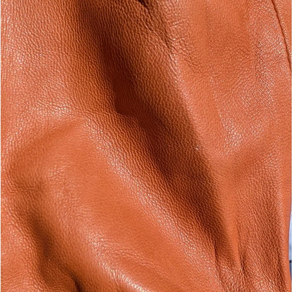 Lauren Ralph Lauren Lamb Leather Fit & Flare Dress, Cognac, Buckle Tab, Size 18