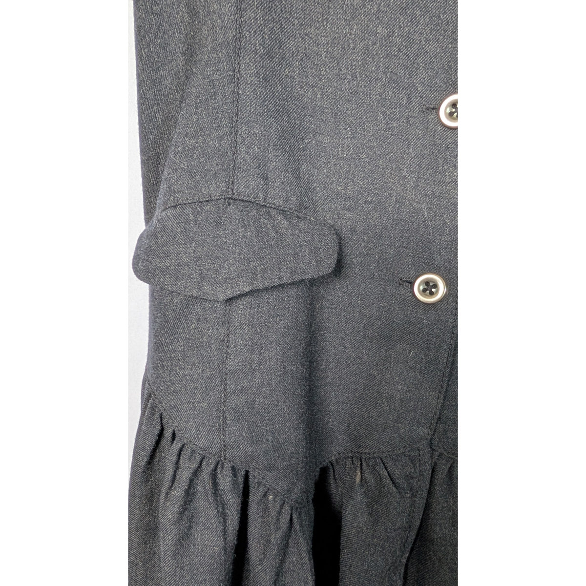 100% Wool Charcoal Free People Sleeveless Vest Mini Dress Button Front Drop Waist V Neck