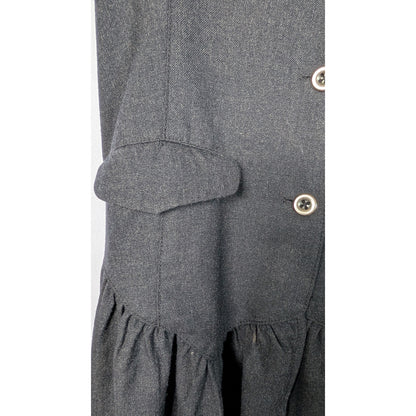 100% Wool Charcoal Free People Sleeveless Vest Mini Dress Button Front Drop Waist V Neck