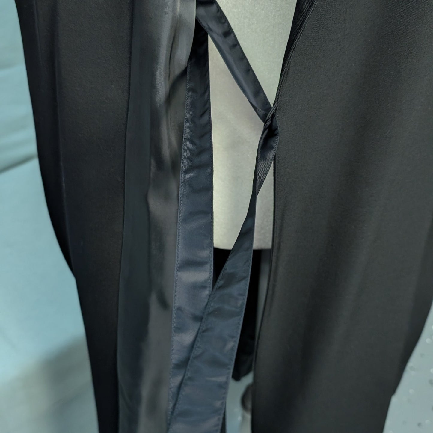 Vintage Black Wool Trench Coat with Austrian Crystal Details
