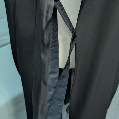 Vintage Black Wool Trench Coat with Austrian Crystal Details