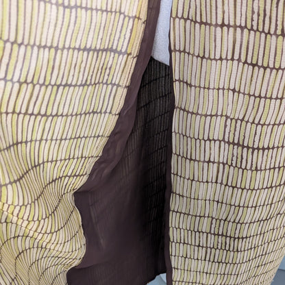 100% Silk Ann Taylor Chartreuse Brown Abstract Print Pencil Skirt | Size 4