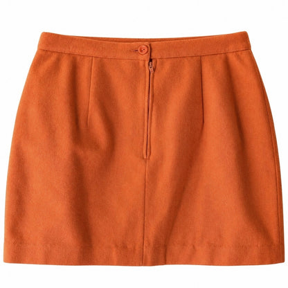Sisley Orange Wool Blend Mini Skirt Lined Made in Italy Size 42 IT US 6