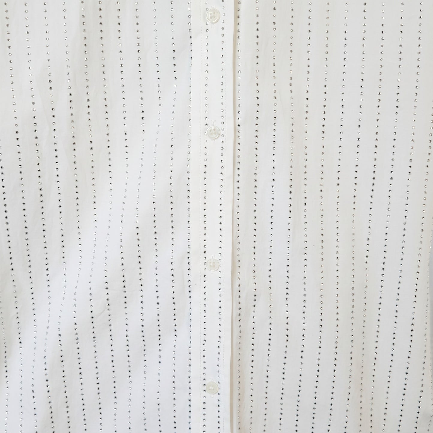 Mango MNG Selection S White Rhinestone Crystal-Stripe Oversized Shirt Limited Edition