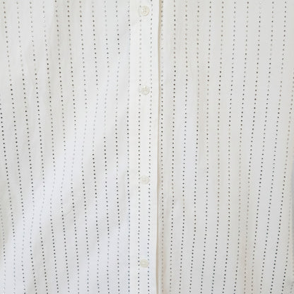 Mango MNG Selection S White Rhinestone Crystal-Stripe Oversized Shirt Limited Edition