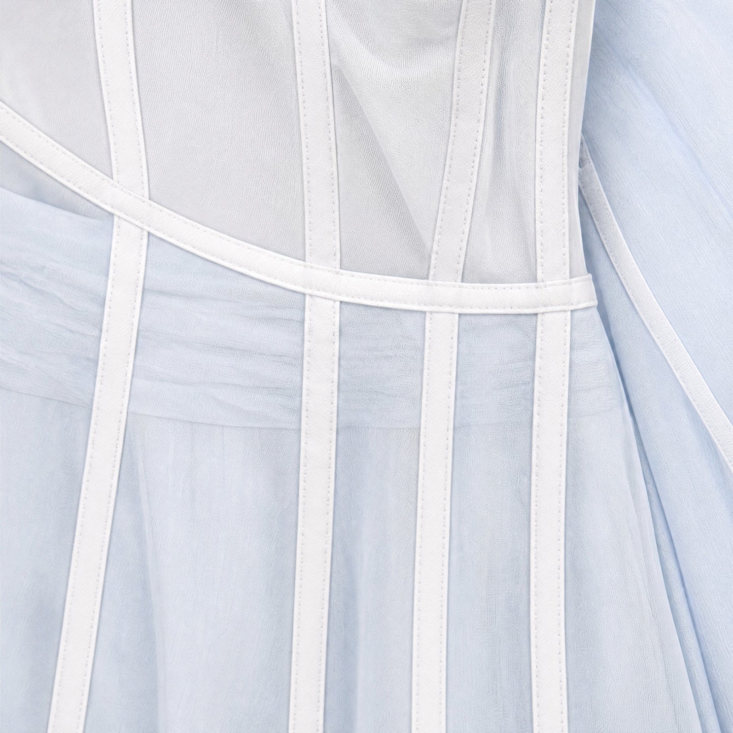 100% Silk  Pamella Roland Ice Blue One-Shoulder Pleated Chiffon Gown | Boned Bodice | Formal