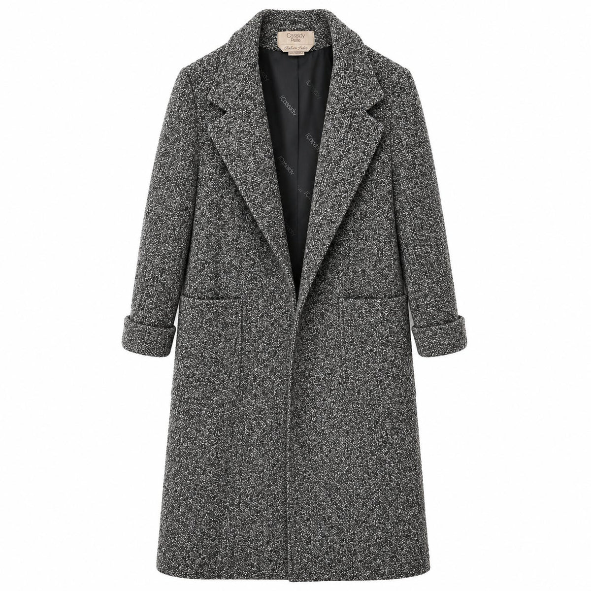 Vintage Cassidy Petite Gray Wool Tweed Long Coat Hand Tailored Made in USA