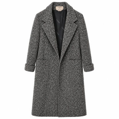 Vintage Cassidy Petite Gray Wool Tweed Long Coat Hand Tailored Made in USA