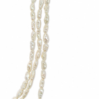 3 Strand Freshwater Pearl Necklace & Bracelet Set White Pink Luster