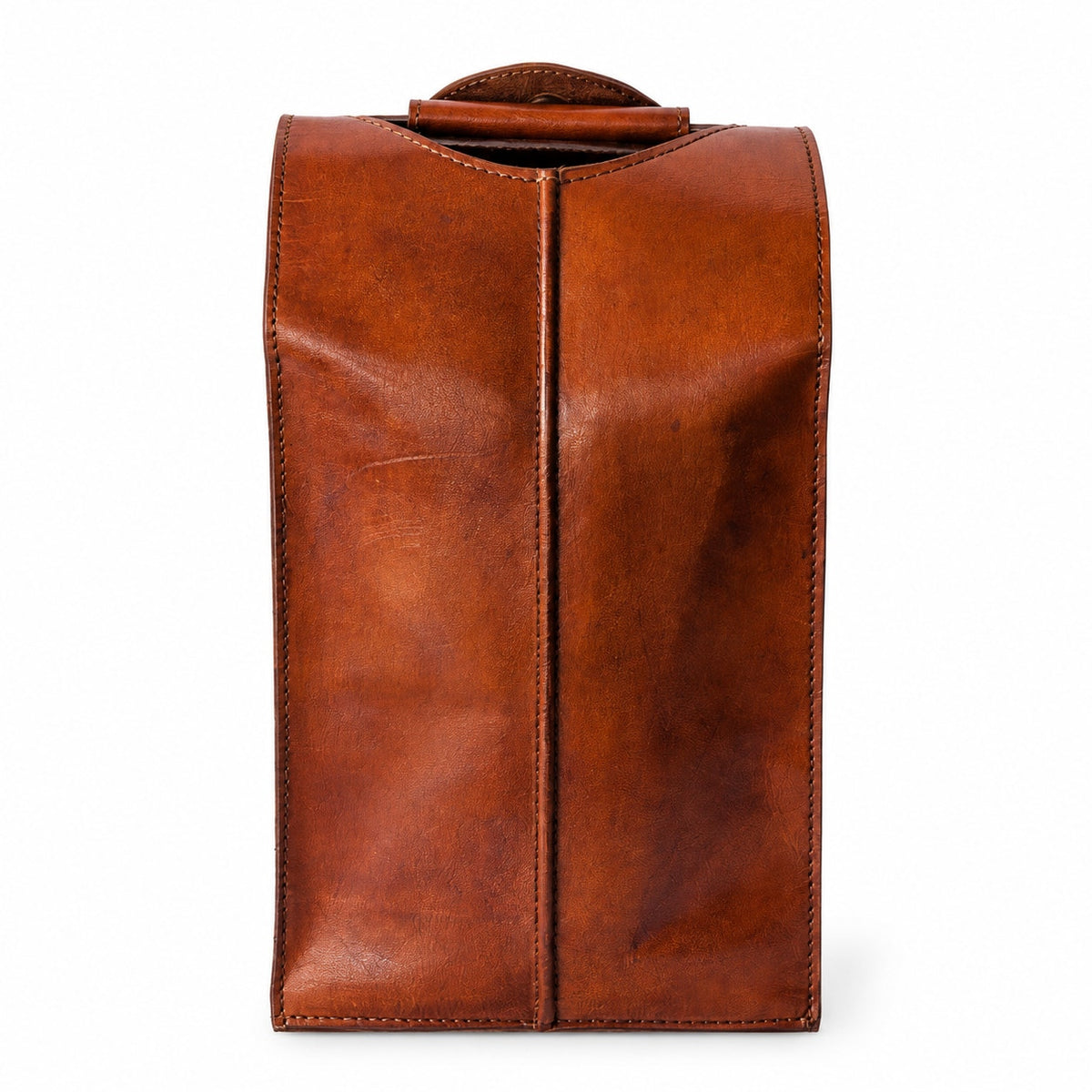 Vintage Genuine Leather Double Wine Bottle Carrier Brown Two Bottle Holder