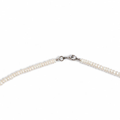 Natural Pearl Station Necklace 925 Sterling Silver 17" White