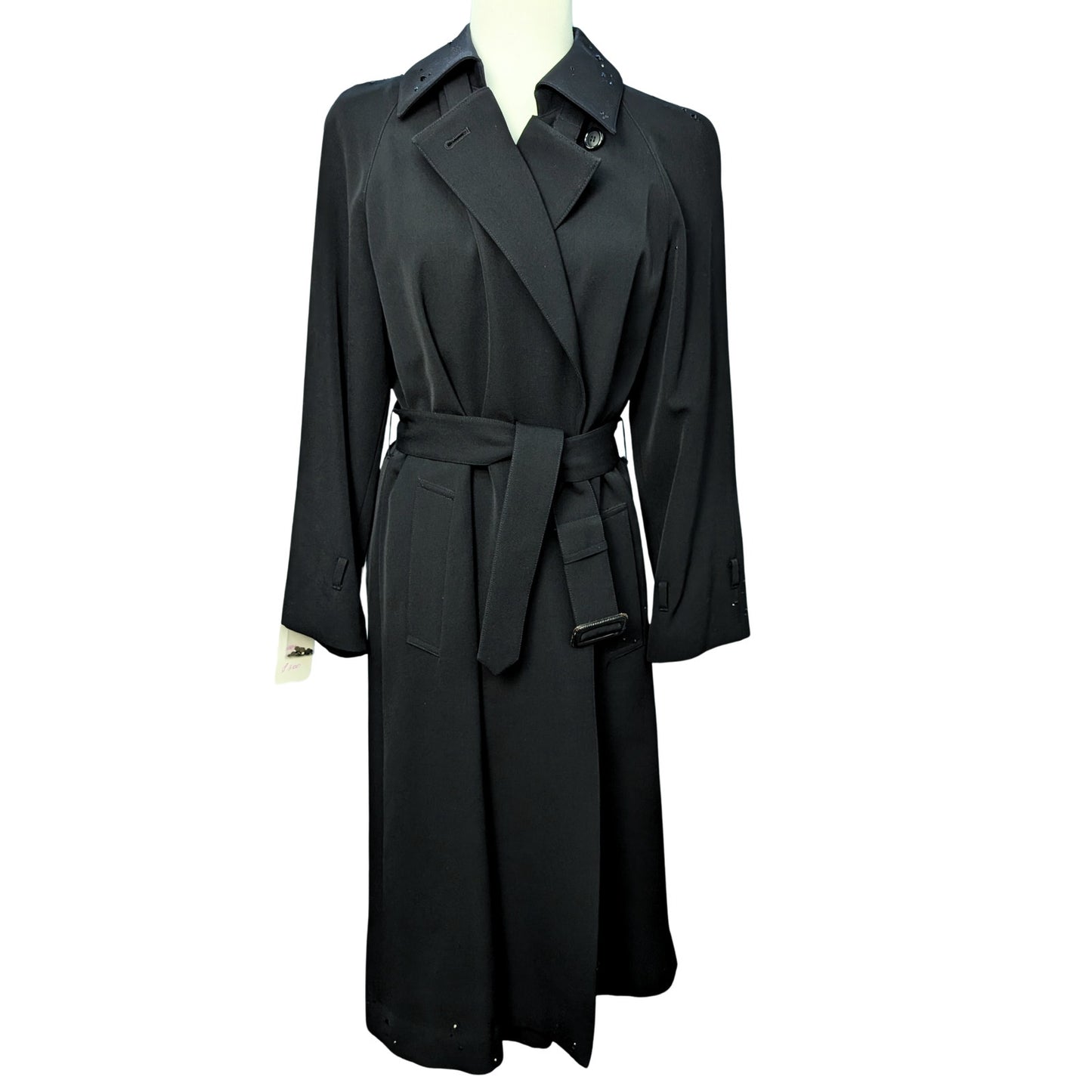black trench, trench coat, a-line trench, unique, rare find, one of a kind, 100% wool, classic trench, maxi, full length trench, upcycled
