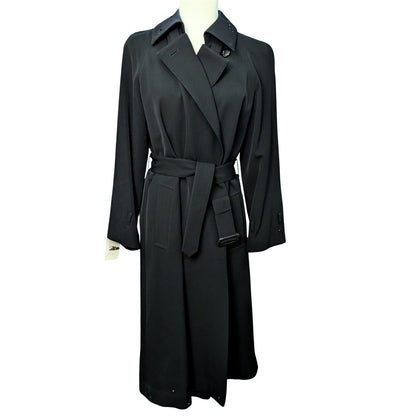 black trench, trench coat, a-line trench, unique, rare find, one of a kind, 100% wool, classic trench, maxi, full length trench, upcycled